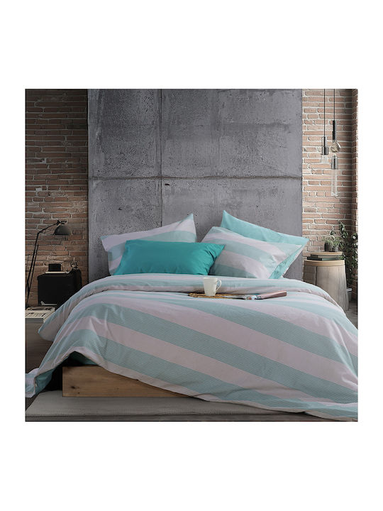 Nef-Nef Homeware Sheet Sets Queen 240x270cm. Stripe Petrol 4pcs