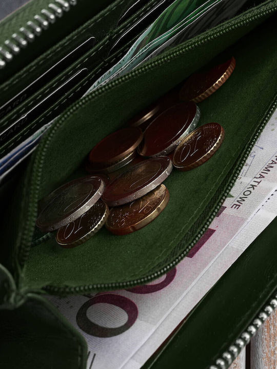Groß Leder Damen Geldbörse Klassisch mit RFID Grün