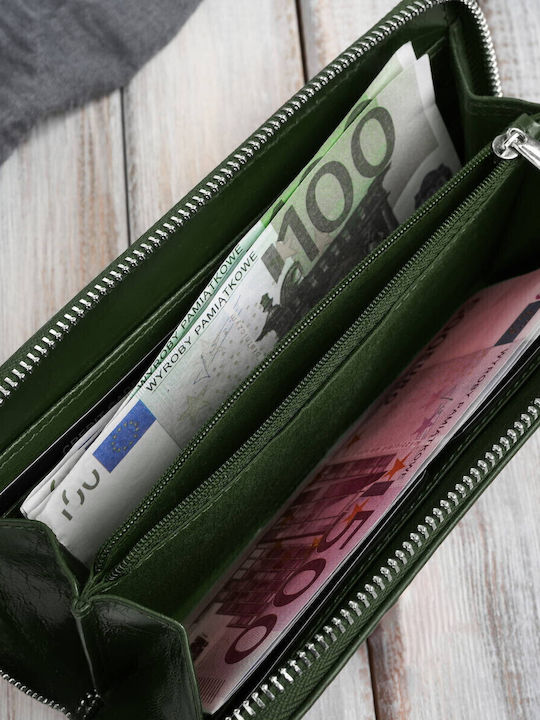 Groß Leder Damen Geldbörse Klassisch mit RFID Grün