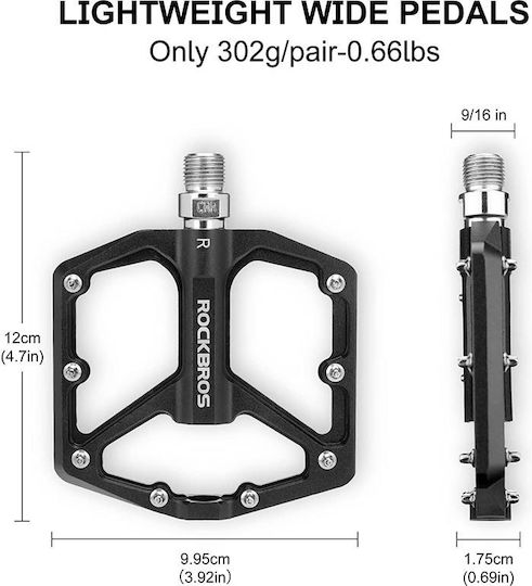 Rockbros Flat Bicycle Pedals Black