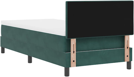 Ein Einzelbett Mit Samt Dunkelgrün mit Lattenrost & Matratze 80x200cm