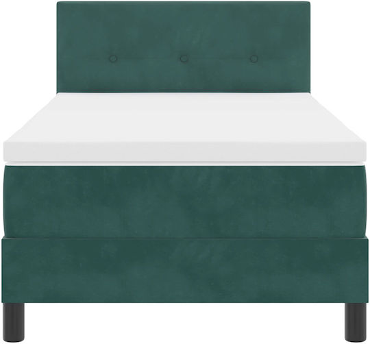 Ein Einzelbett Mit Samt Dunkelgrün mit Lattenrost & Matratze 80x200cm