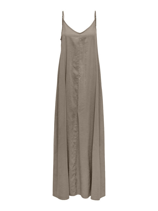 Fungi Sommer Maxi Damenkleid Dunkelbeige