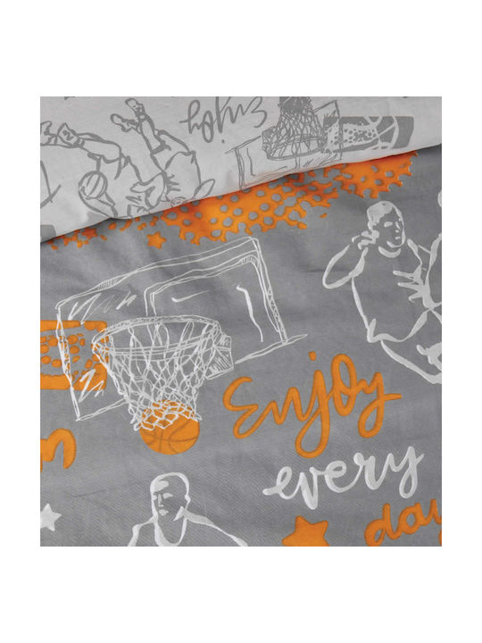 Das Home Set Cearceafuri Pentru Copii Single Basketball Love Gri, Portocaliu 170x260cm