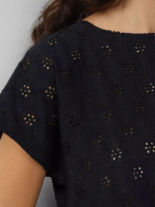 Women's Blouse Short Sleeve Black