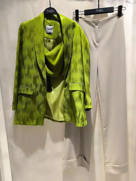 Women's Yellow Set with High-waisted Pants in Loose Fit