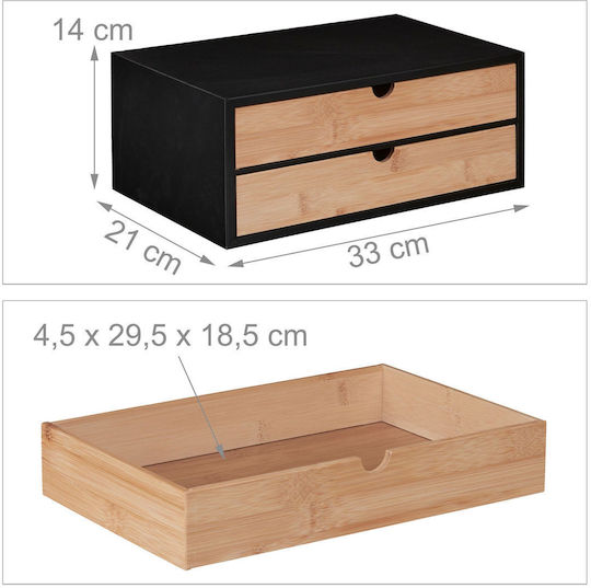 Relaxdays Sertar de birou 2 Locuri 33cmx21cmx14cm Bej