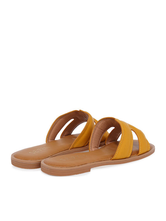 Flache Sandalen für Damen in Gelb Farbe