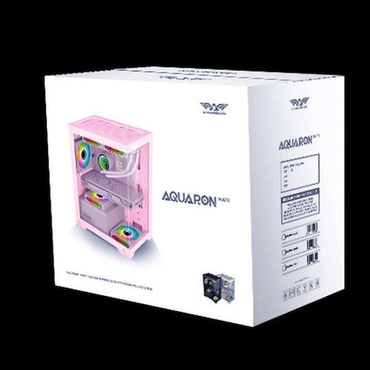 Armaggeddon Aquaron Gaming Midi-Turm Computergehäuse mit Seitenfenster Rosa