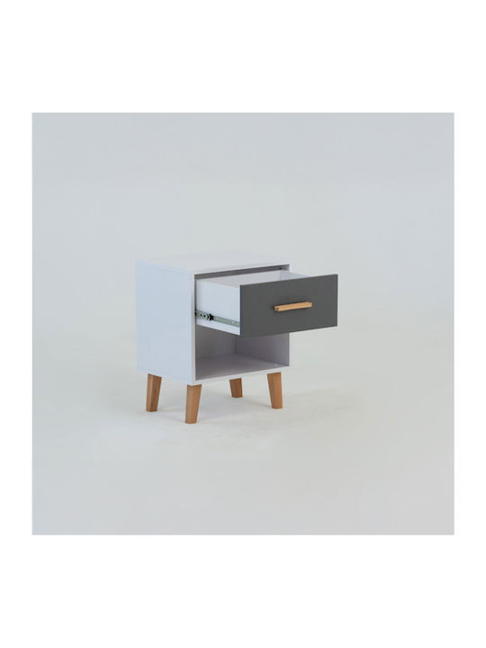 Bedside Table Timmy Wooden Grey 46.8x36x57.1cm