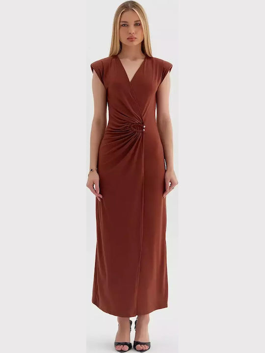 Summer Maxi Dress for Wedding - Christening Open Back Brown