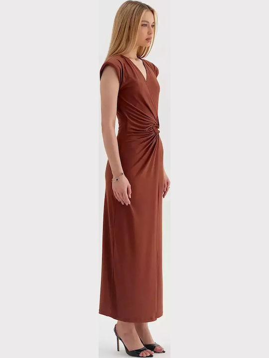 Summer Maxi Dress for Wedding - Christening Open Back Brown