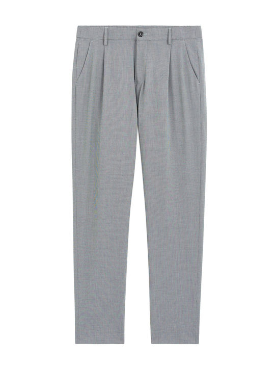 Trousers Chino Elastic in Slim Fit Grey Checkered
