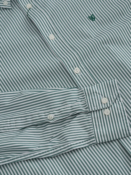 Long-sleeved Cotton Shirt Striped Green
