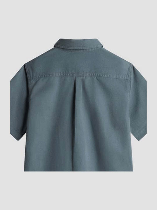 Short-sleeved Linen Shirt Blue