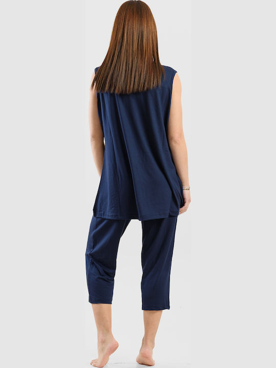 Cherry Sommer Damen Pyjama-Set Dark Blue