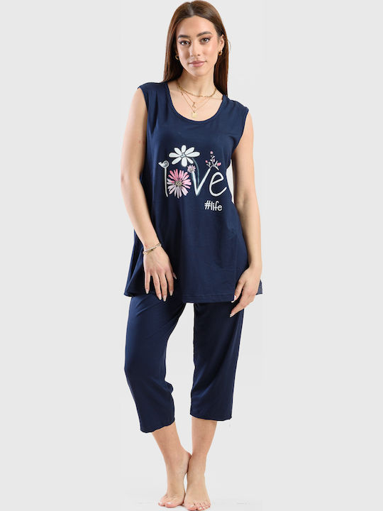 Cherry Sommer Damen Pyjama-Set Dark Blue