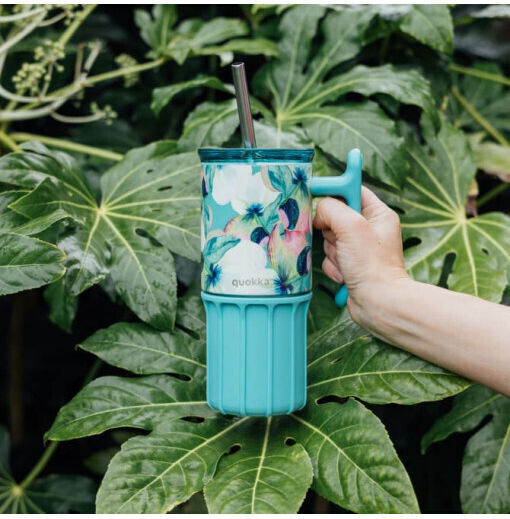 Quokka Handled Tumbler Θερμός Ανοξείδωτο BPA Free 720ml Waterfall Garden με Καλαμάκι και Λαβή
