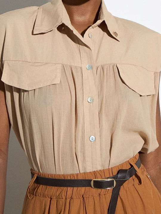 Women's Sleeveless Shirt Sand