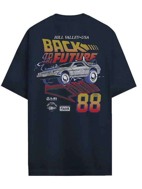 Cotton Division Back To Future Oversize T-shirt Navy Hill Valley Usa Mbftso001 Cotton Division Back To Future Oversize T-shirt Navy Hill Valley Usa Mbftso001