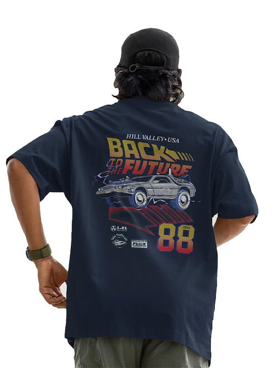 Cotton Division Back To Future Oversize T-shirt Navy Hill Valley Usa Mbftso001
