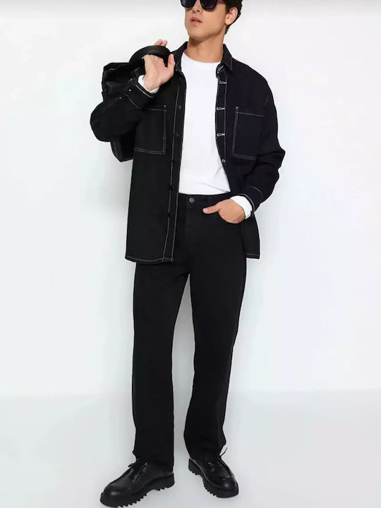 Pantalon De Blugi Pentru Bărbați Elastic Cu Fit Relaxed Baggy Negru