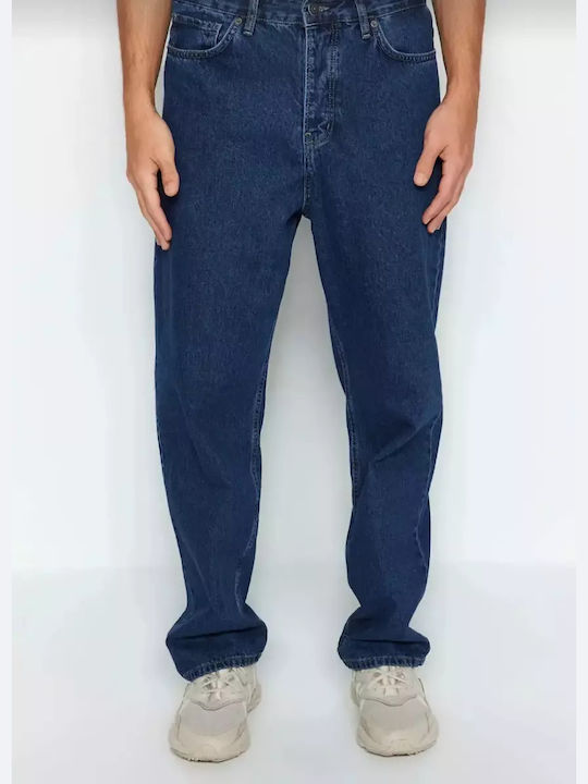 Pantalon De Blugi Elastic Pentru Bărbați Cu Fit Relaxed Albastru
