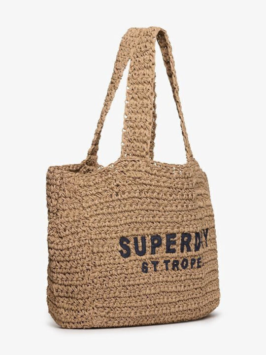 Superdry Ψάθινη Τσάντα Θαλάσσης Μπεζ