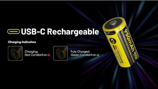 NiteCore Usb-c Rechargable Battery RCR123A Li-ion 950mAh 3.6V 1pcs