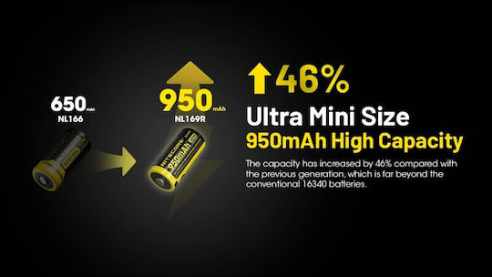 NiteCore Usb-c Rechargable Battery RCR123A Li-ion 950mAh 3.6V 1pcs