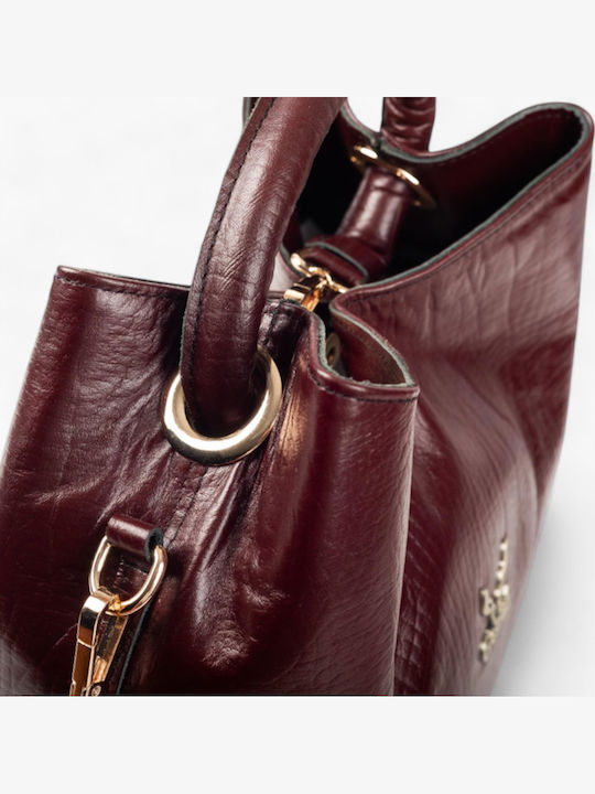 Leather Women's Bag Handbag Burgundy