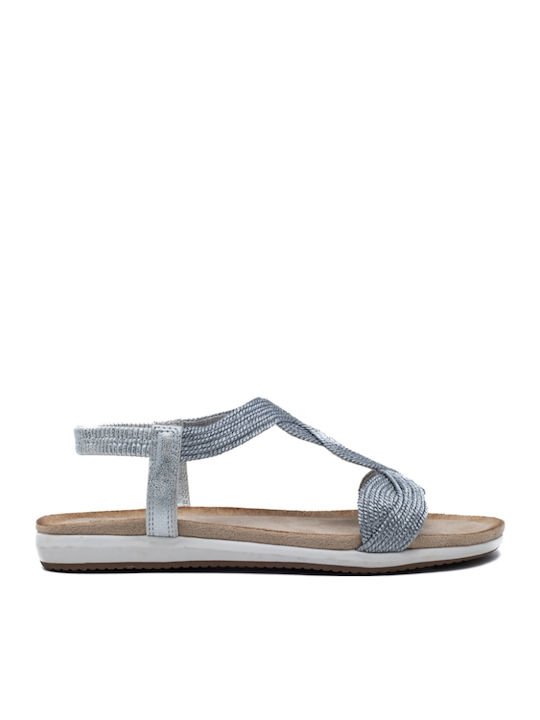 Women's Flat Sandals in Silver Color