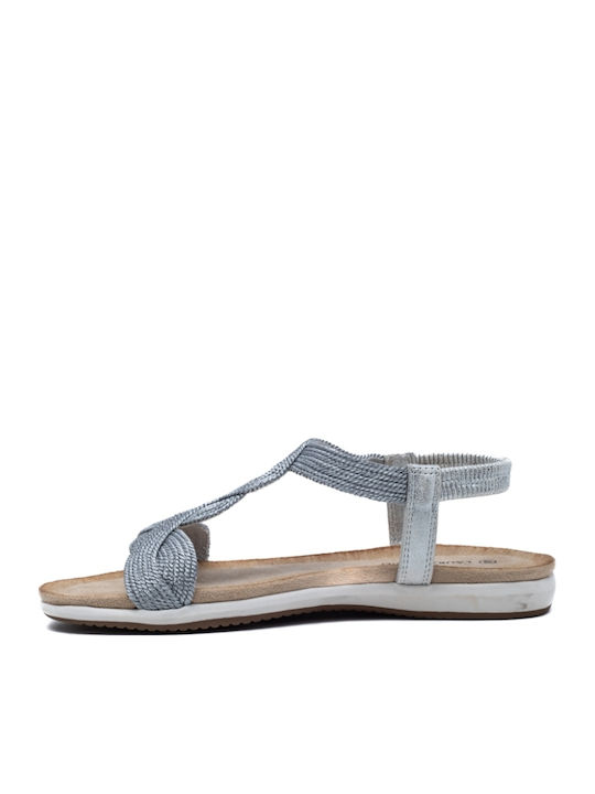 Women's Flat Sandals in Silver Color