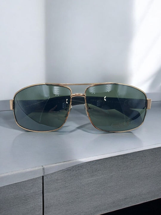 Dasoon Vision Men's Sunglasses with Gold Frame and Green Lens
