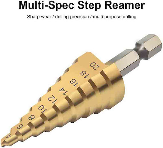 Set of 3 Titanium Coated Conical Drill Bits Mm