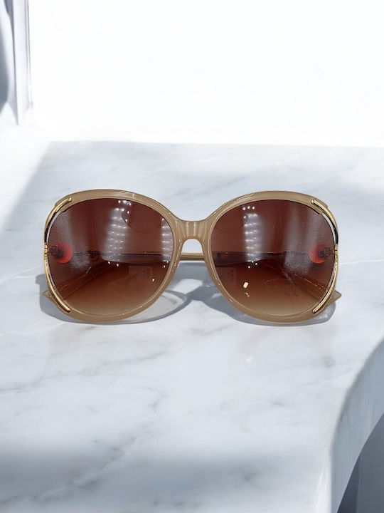 Dasoon Vision Women's Sunglasses with Beige Frame and Brown Lens 2478097