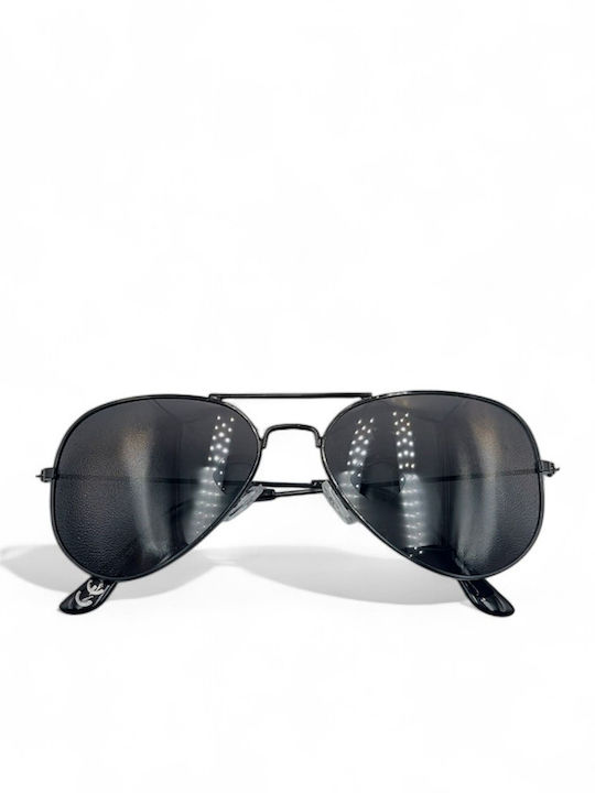 Dasoon Vision Unisex Sunglasses with Black Metal Frame and Black Polarized Lens