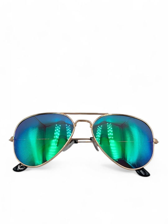 Dasoon Vision Unisex Sunglasses with Gold Metal Frame and Green Polarized Lens 2478083