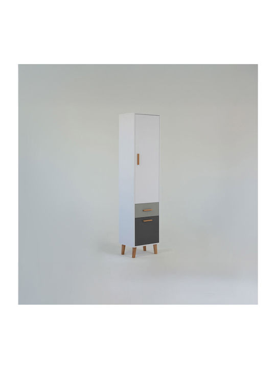 Bibliothek Timmy Weiß-Grau-Graphit 46.8x36x199cm