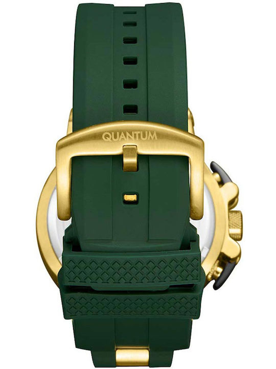 Quantum Men's Watch Battery with Green Rubber Strap