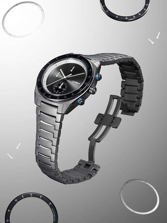 D1 Milano Men's Watch Chronograph Battery with Gray Metal Bracelet