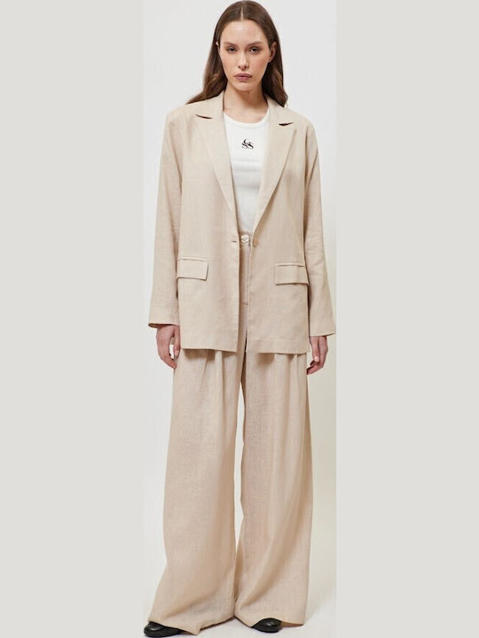 SunsetGo! Damen Blazer Beige