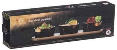 Secret de Gourmet Ορντεβιέρα 3 Θέσεων με Βάση από Πορσελάνη Μαύρη Ø8.8xY5.6cm Π10.5xΜ32xΥ5.6cm