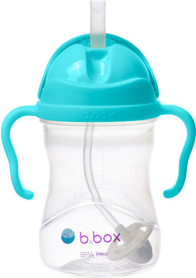 B.Box Baby Cup with Handles and Straw made of Plastic Turquoise 240ml for 6m+m+