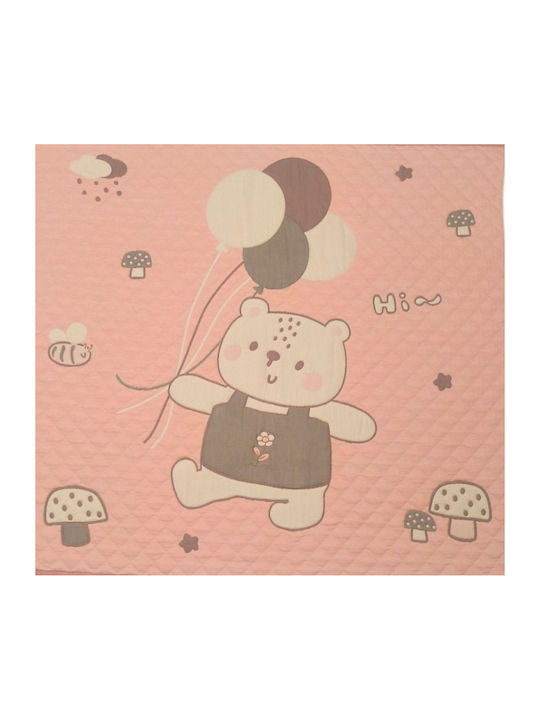 Double Sided Cotton Baby Quilt 100x120cm Pink