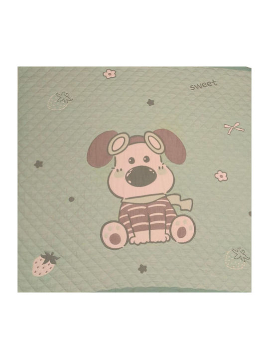 Double Sided Cotton Baby Quilt 100x120cm Mint