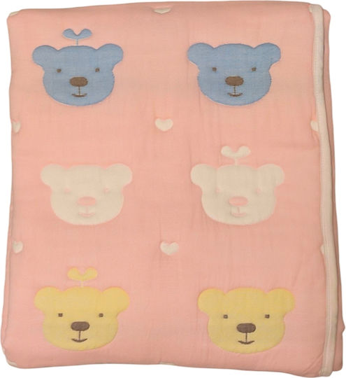 Бебешка кувертюра Двулицево Памук Pink 120x110см