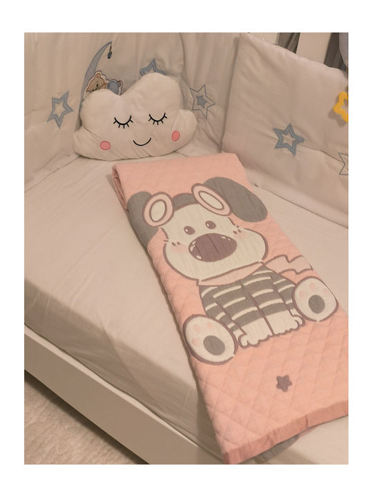 Double Sided Cotton Baby Quilt 100x120cm Pink