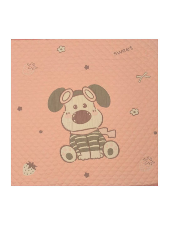 Double Sided Cotton Baby Quilt 100x120cm Pink