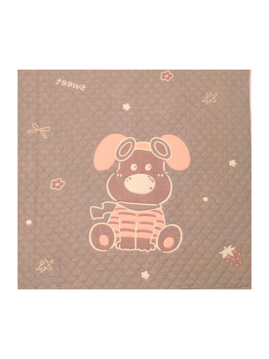 Double Sided Cotton Baby Quilt 100x120cm Pink
